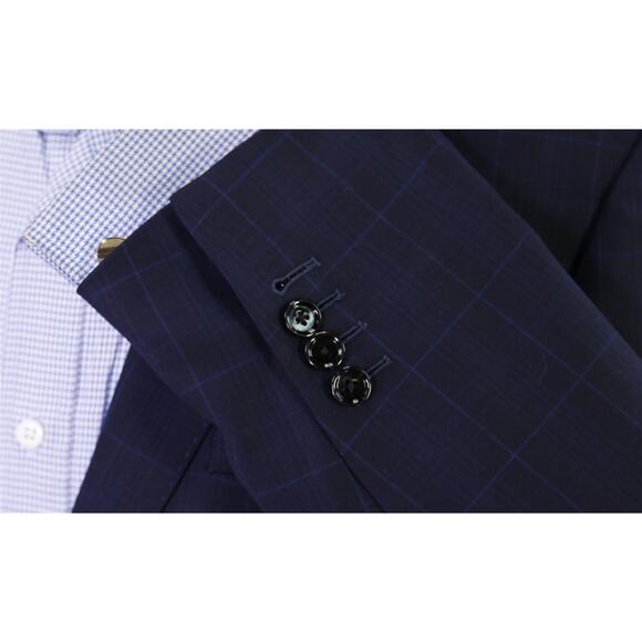 Indochino Custom Blazer Navy Blue Windowpane 2-Btn Wool Jacket 38S - Picture 6 of 10